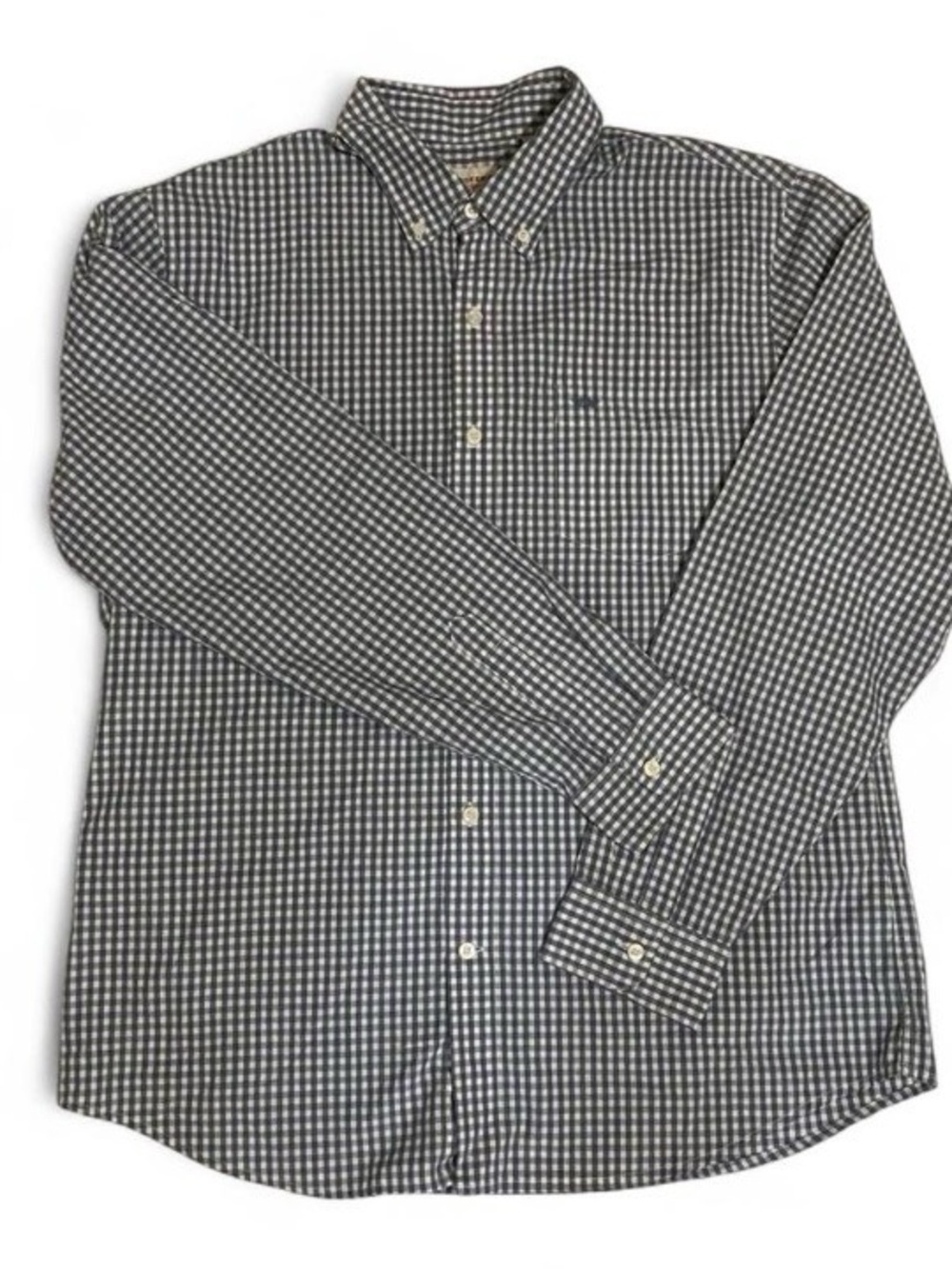 Dockers Men's Blue-Gray and White Gingham Button-Down Shirt